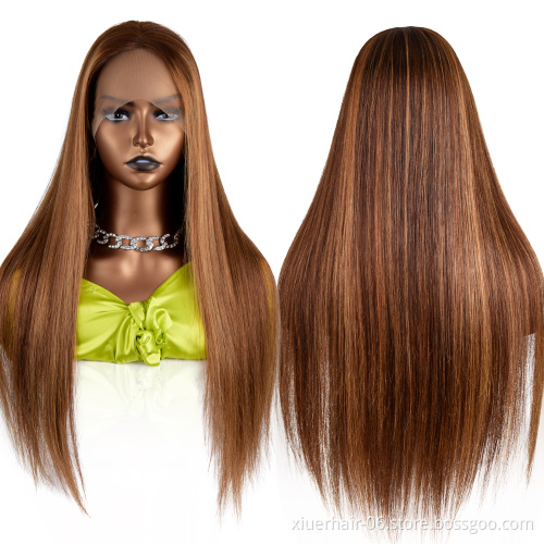2021 New Arrival Transparent Colored Blonde HD Closure for Black Women T Part Lace Front Straight Remy Human Hair Wig